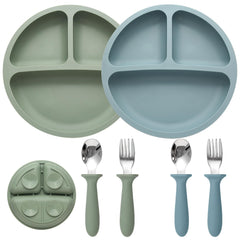 Eascrozn baby feeding set plates with divided compartments for organized meals.