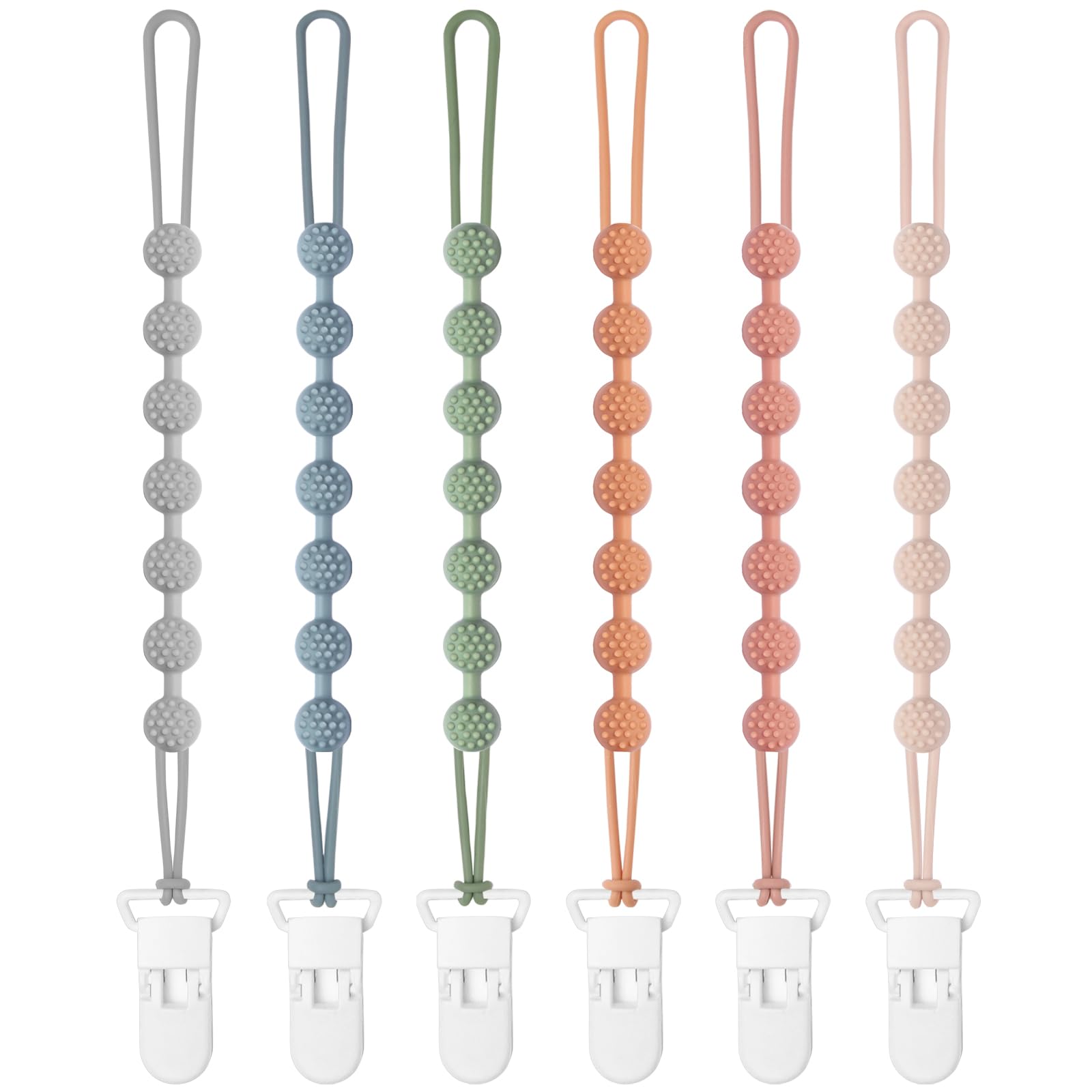 Eascrozn six-pack silicone pacifier clip set keeps pacifiers secure and within reach