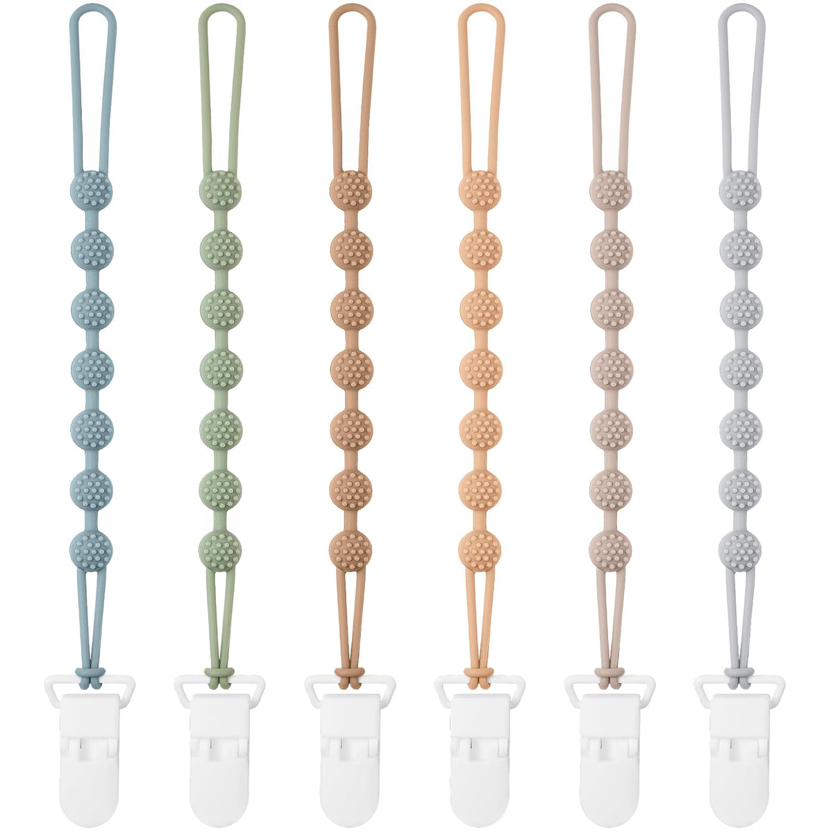 Eascrozn baby pacifier clip with one-piece design for durable attachment.