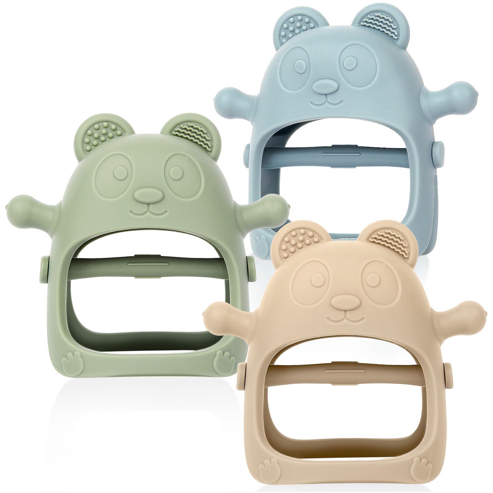 Eascrozn baby teether mitten with silicone soft textures for sensory exploration