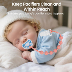 Eascrozn BPA-free silicone pacifier clip offers a safe, skin-friendly accessory