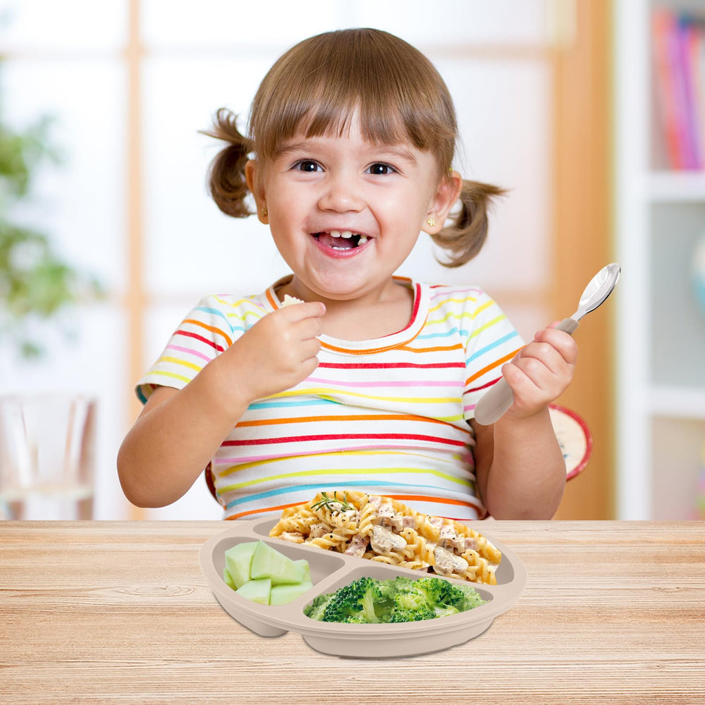 Dishwasher-safe Eascrozn toddler utensils simplify post-meal cleanup.