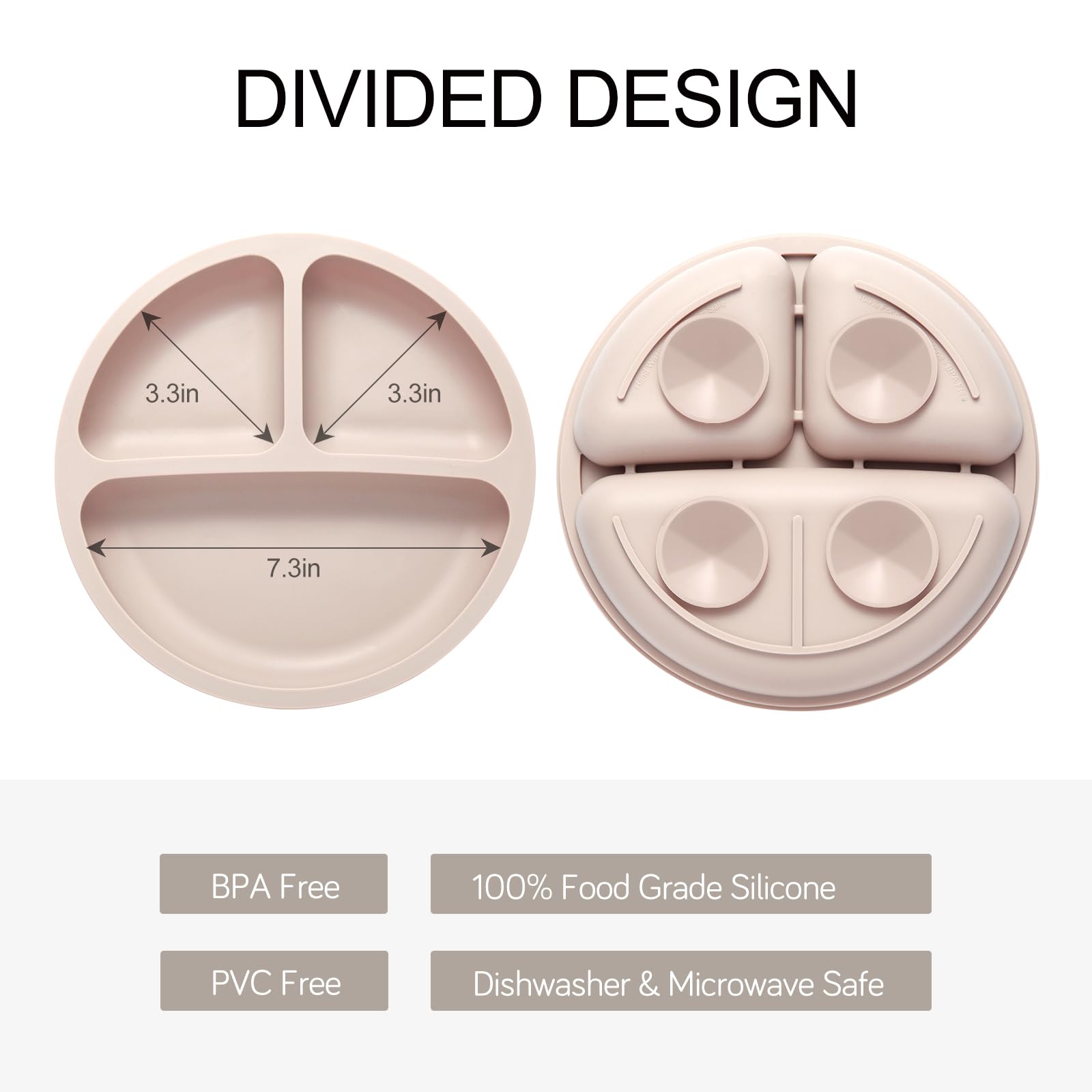 Eascrozn divided baby plate showing compartments for varied foods