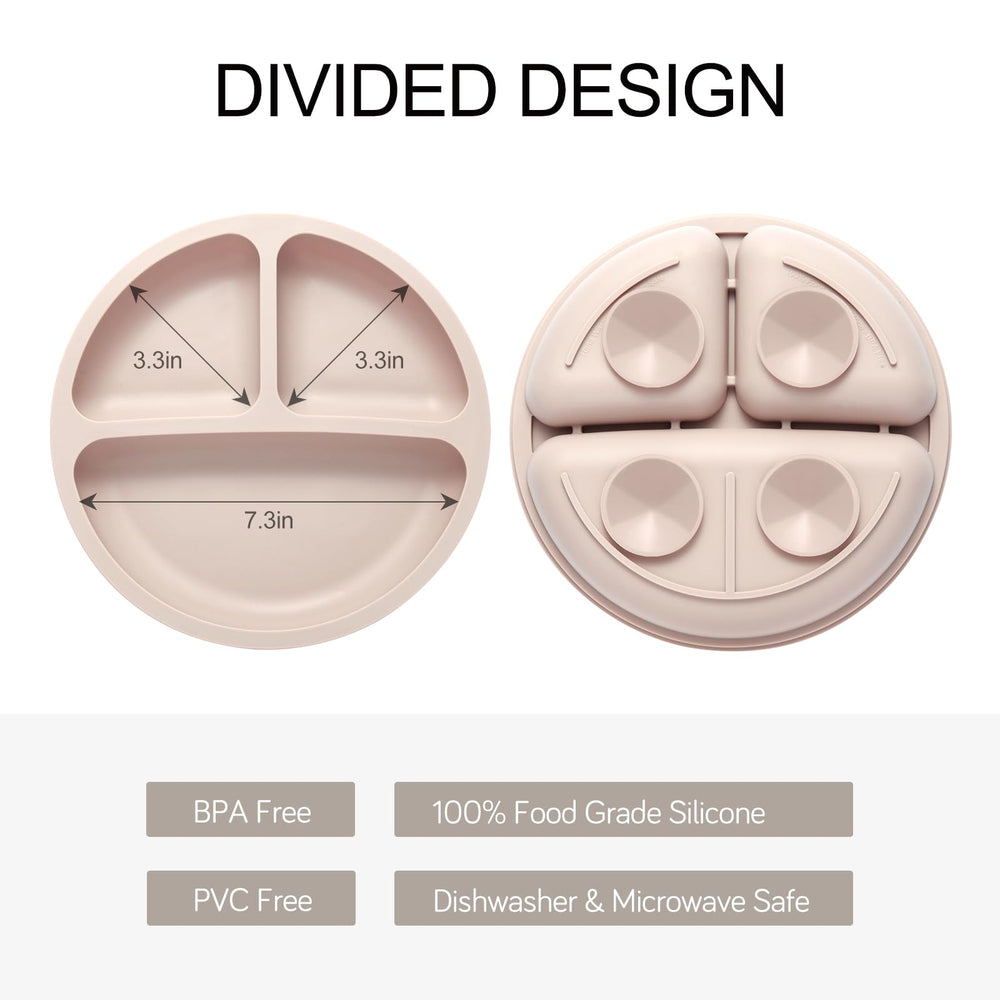 Eascrozn divided baby plate showing compartments for varied foods
