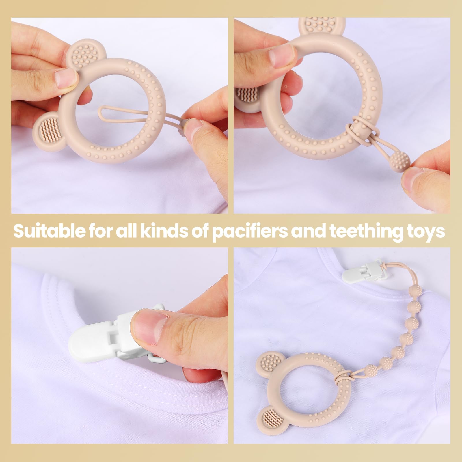 Eascrozn pack-of-six pacifier clips ideal for baby gear.