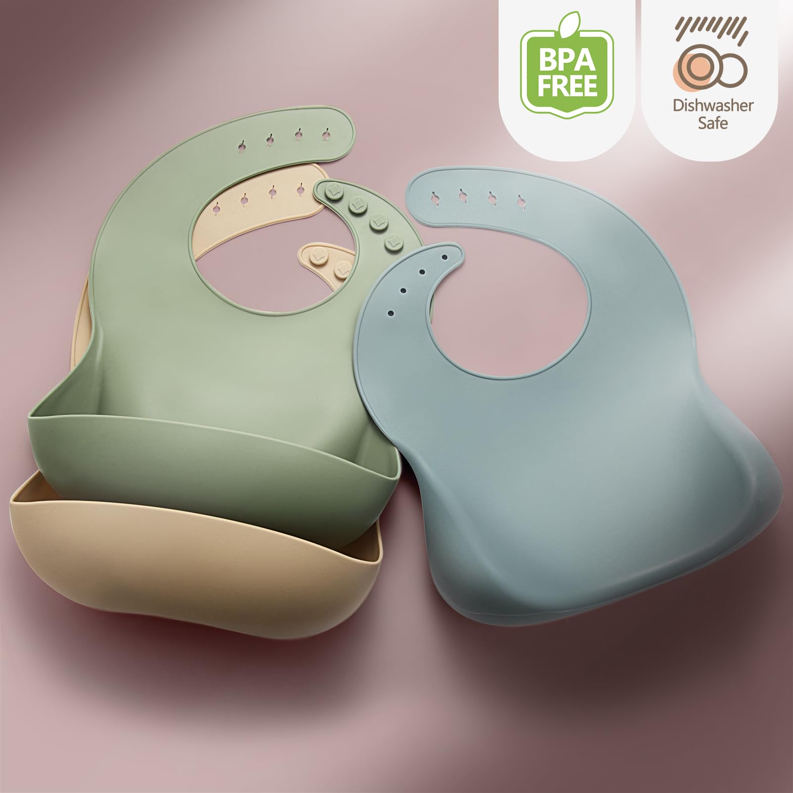 Eascrozn gift-ready silicone bib set for baby showers