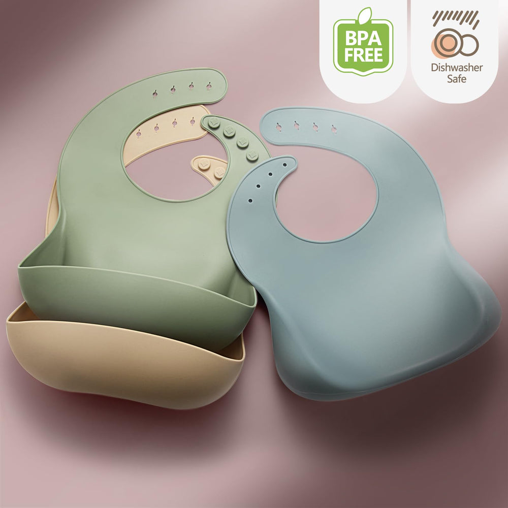 Eascrozn gift-ready silicone bib set for baby showers