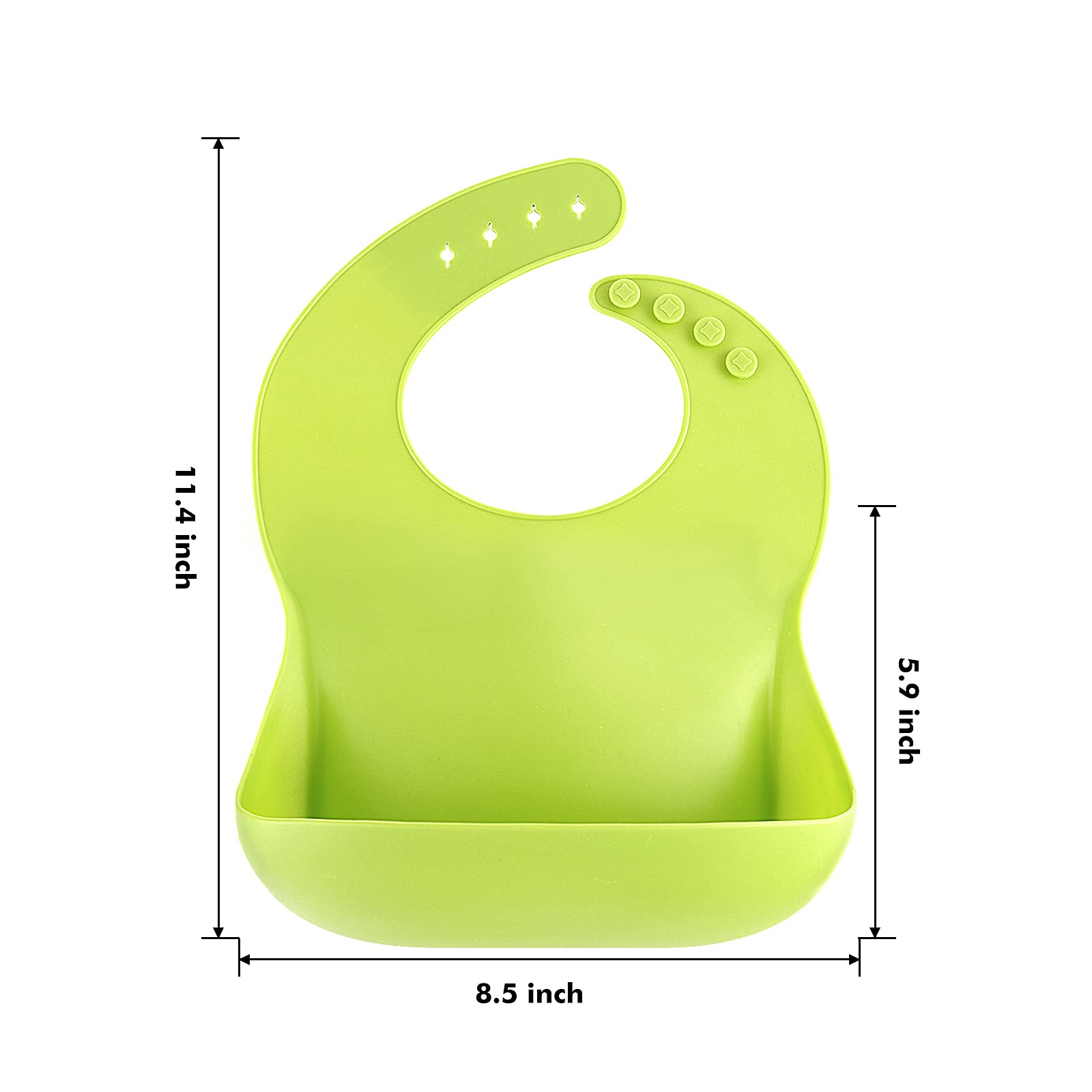 Eascrozn silicone bib shows four-hole adjustable strap for growing toddlers.