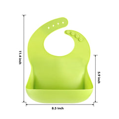 Eascrozn silicone bib shows four-hole adjustable strap for growing toddlers.