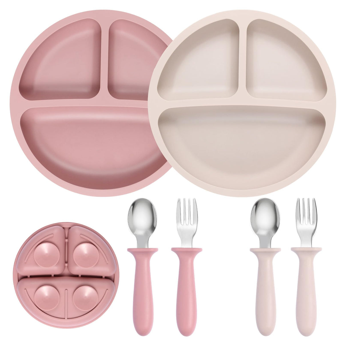 Eascrozn silicone divided plate with suction keeps meals neat for toddlers.