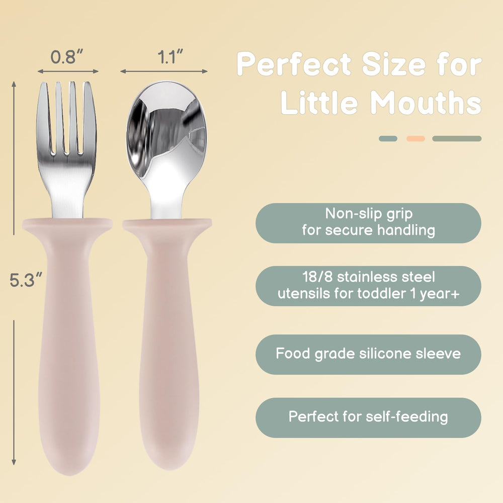 Eascrozn toddler forks with ergonomic stainless steel tips and safe handles.