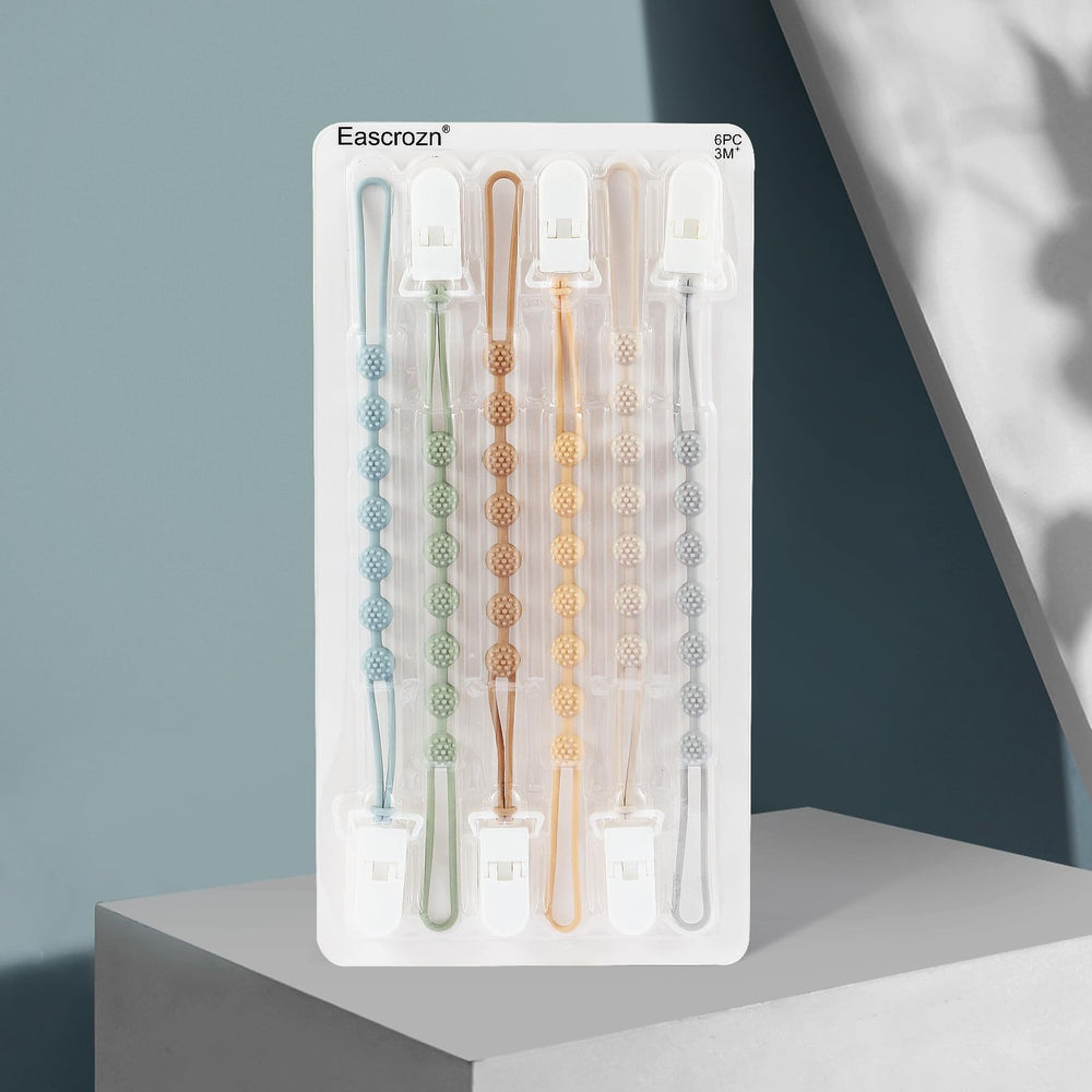 Eascrozn travel-friendly pacifier clip stays within reach on the go.