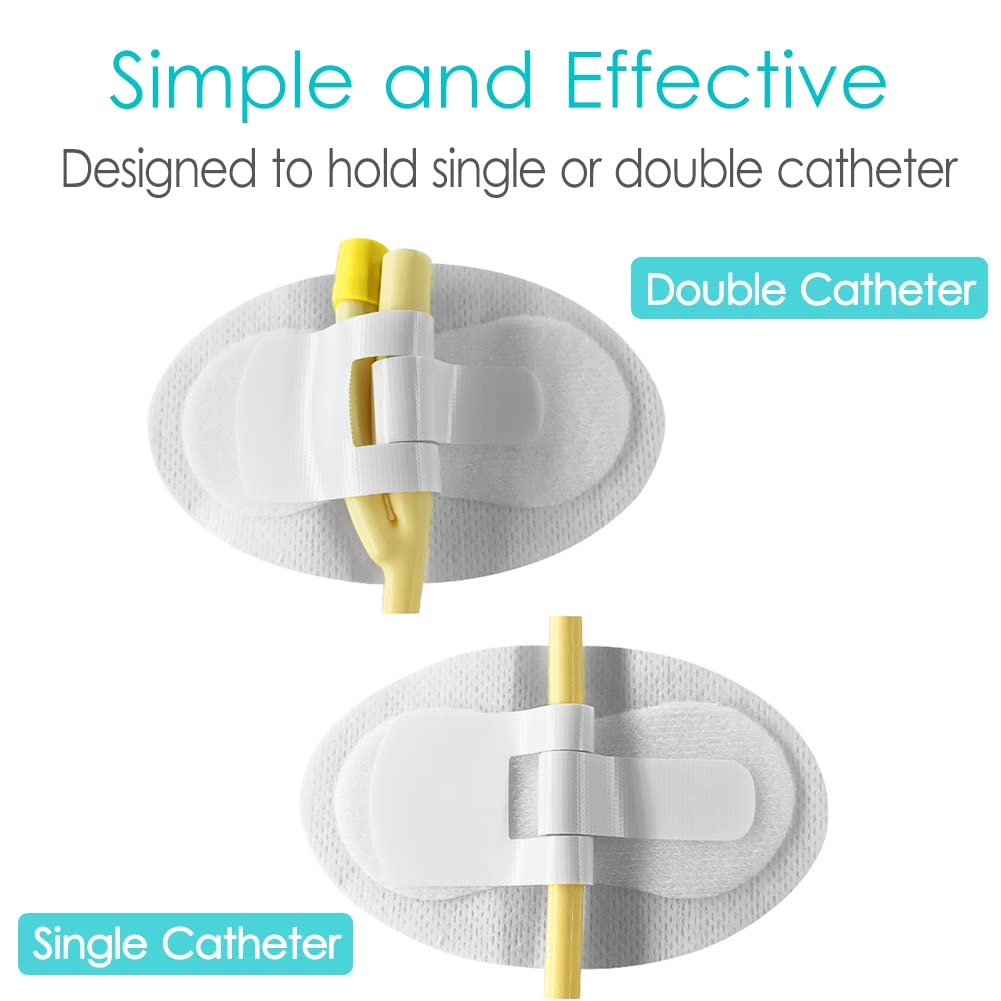 Hook and loop adhesive stabilizer secures tubes with adjustable hold