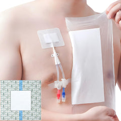 EaseToU dialysis shower cover with center pad for gentle skin contact during changes