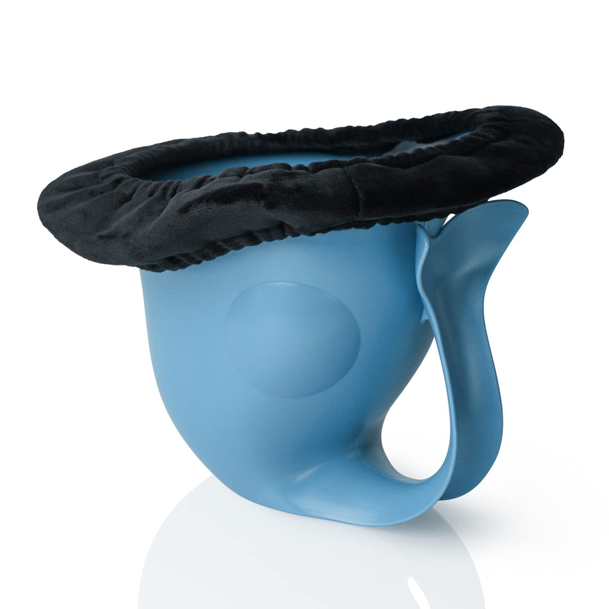 EASICOZI newborn potty in blue fish shape for easy parent-held use.