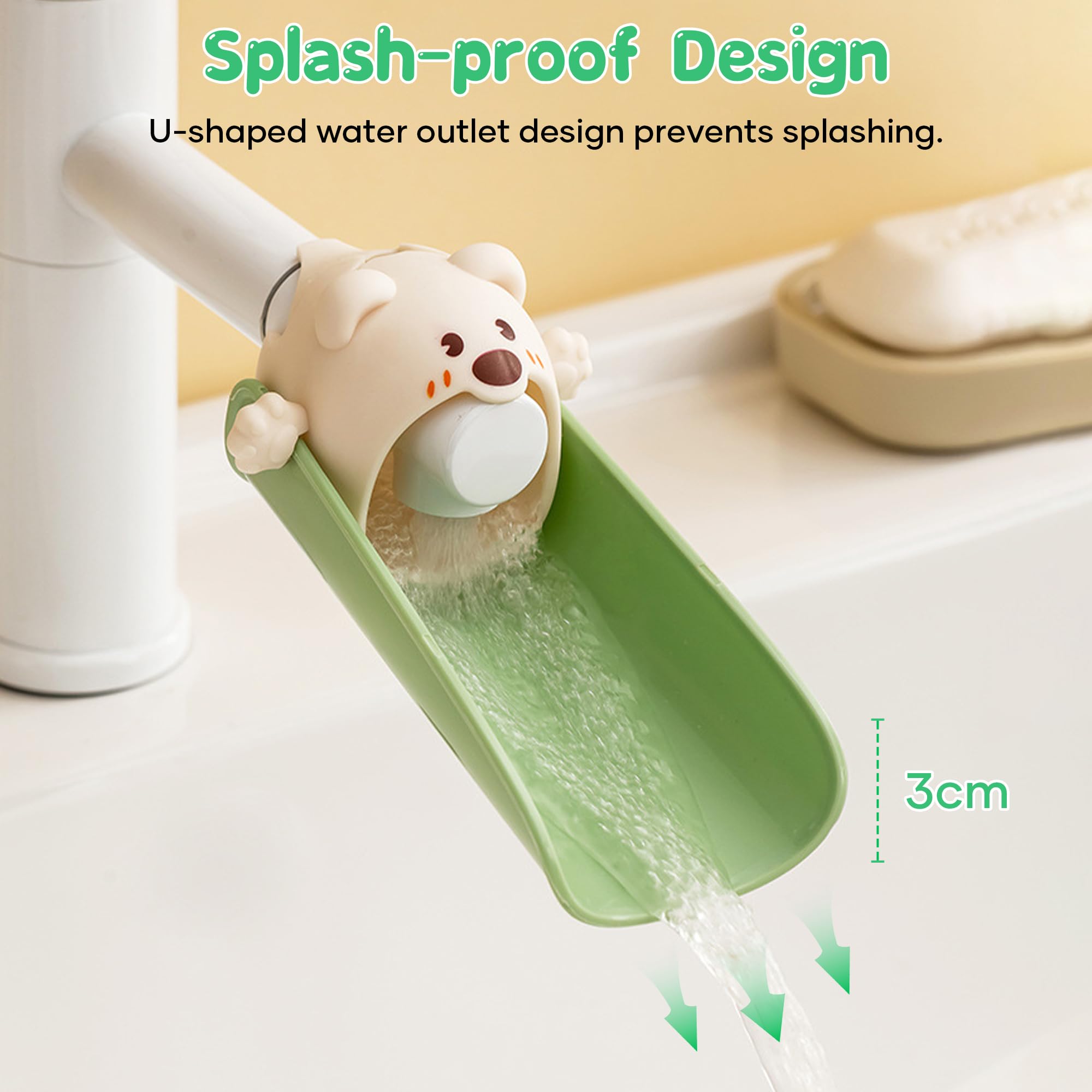 EASICUTI faucet extender features splash proof design reducing mess at the sink.