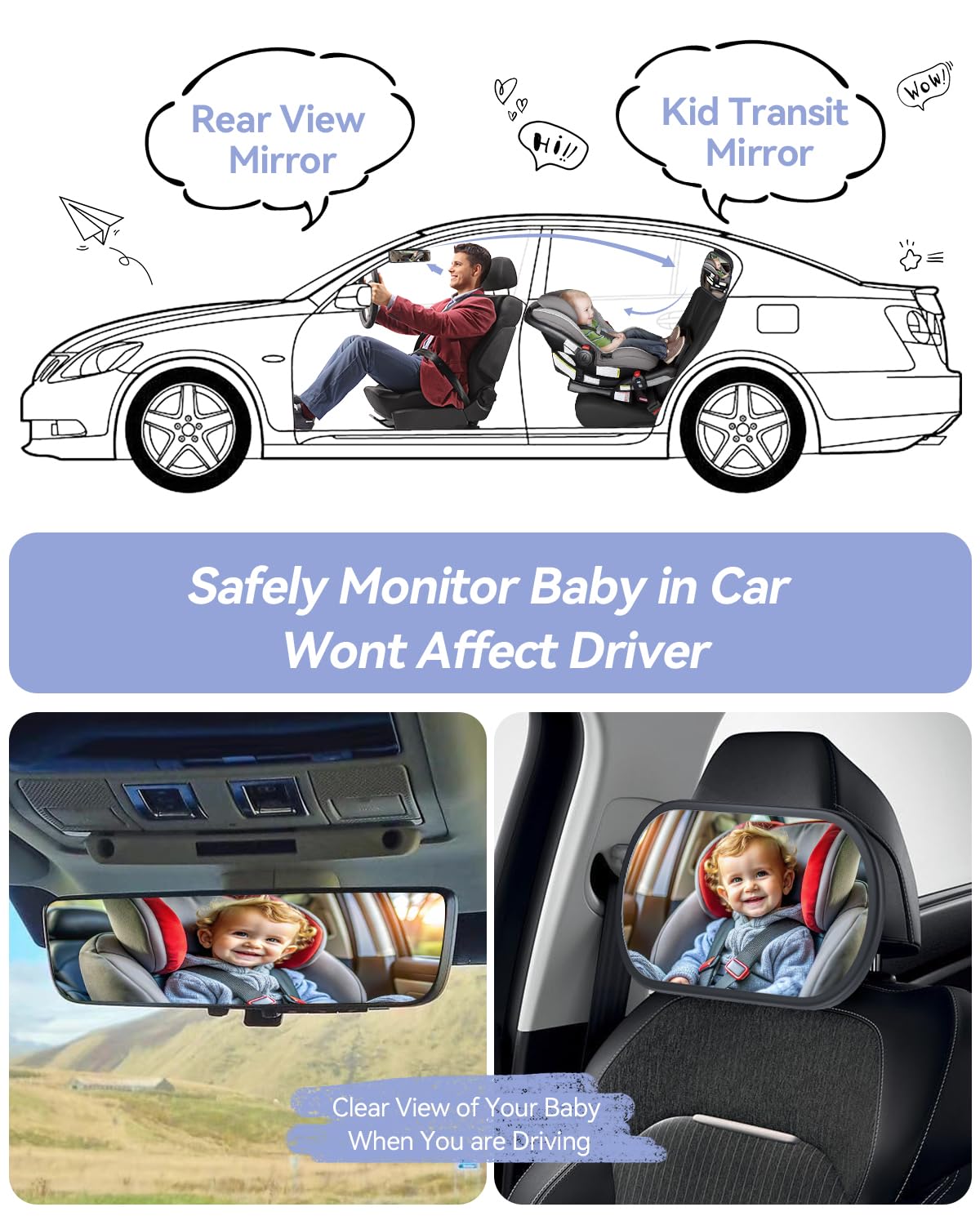 Secure strap system keeps the mirror firmly in place on rough roads.