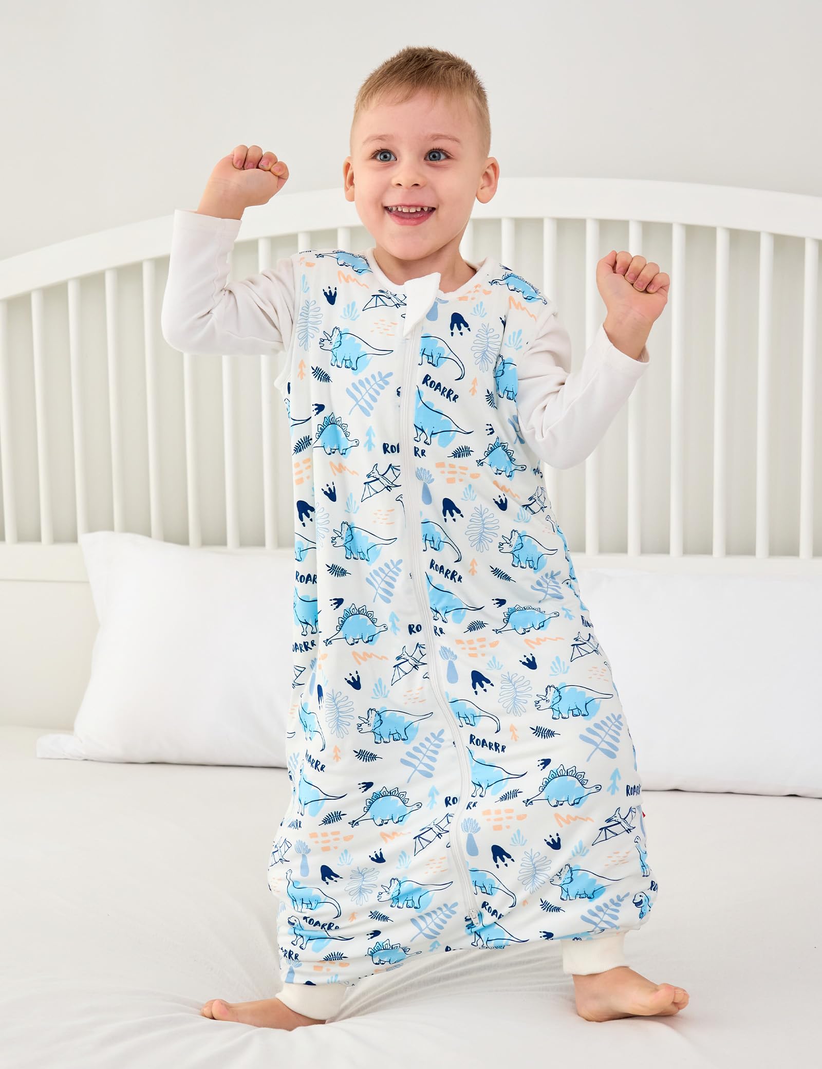EASWEET sleep sack in use, easy diaper changes from neckline to crotch.