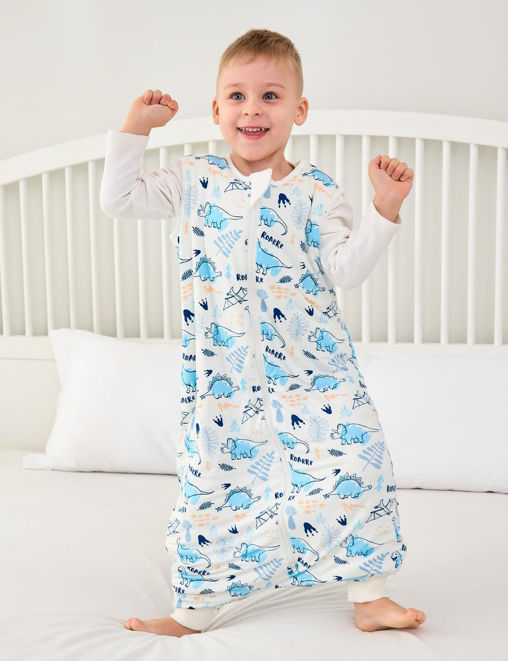EASWEET sleep sack in use, easy diaper changes from neckline to crotch.