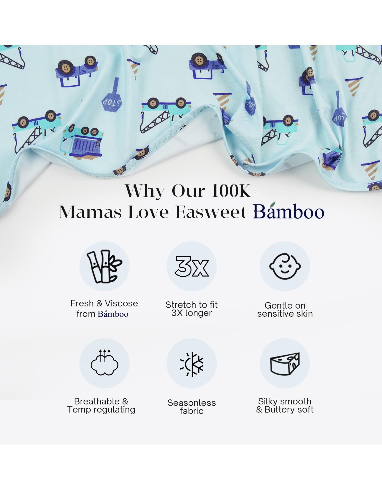 EASWEET zipper guard detail, shows safe sleep feature for protection during diaper changes.