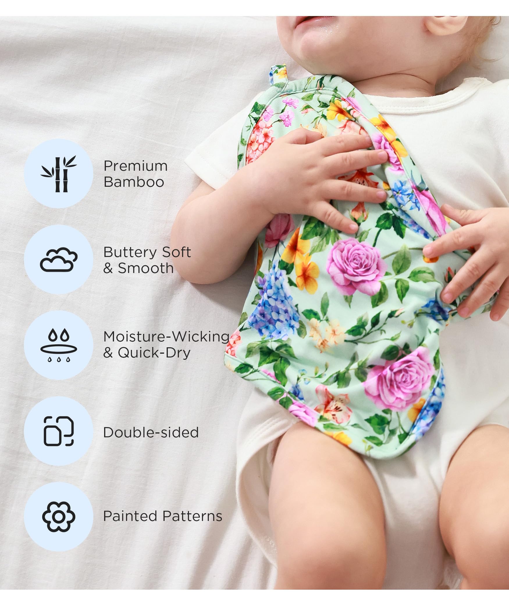 EASWEET reversible Vintage Flora print offers dual styles in one lovey.