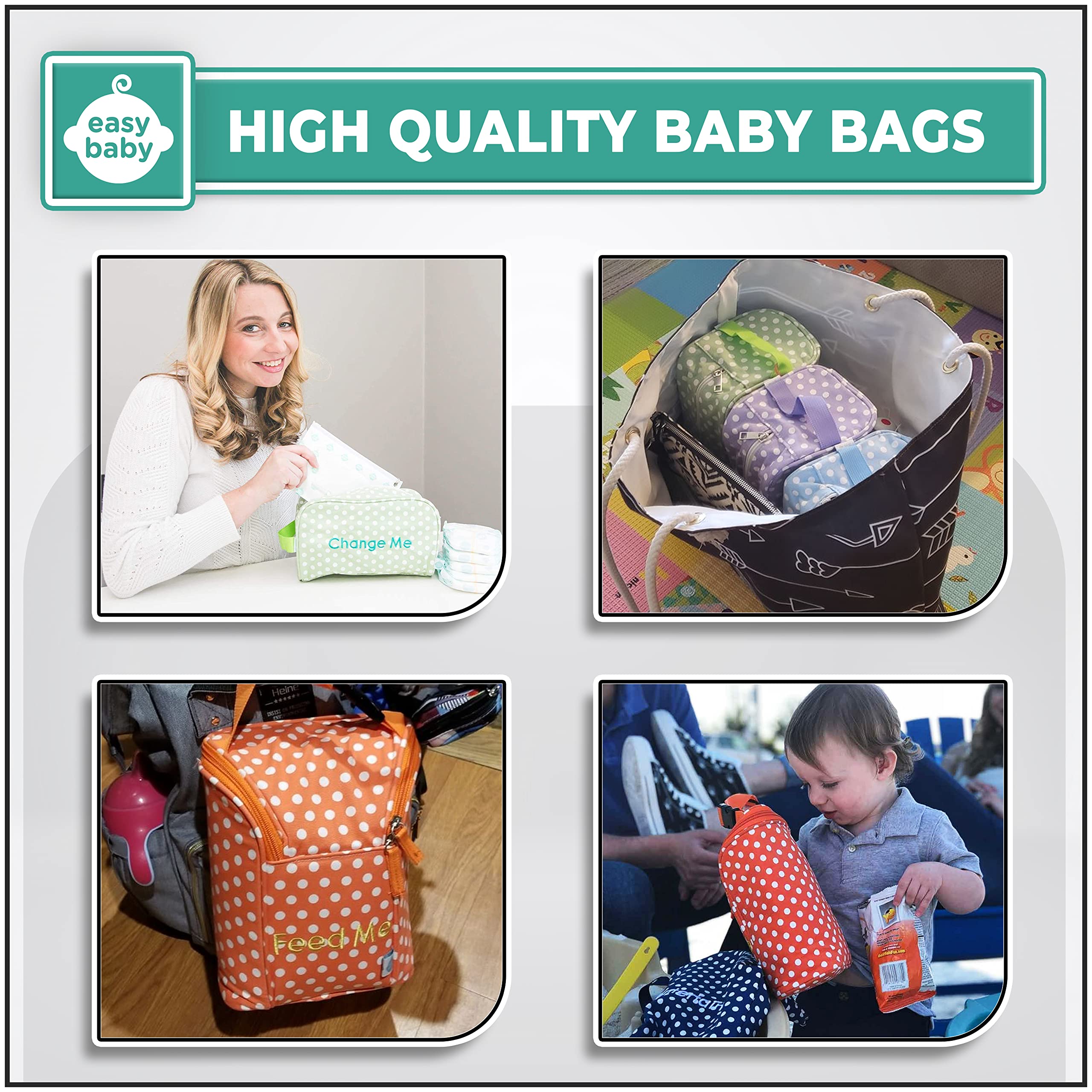 Easy Baby Laguna water-resistant material surface resists spills on the go.