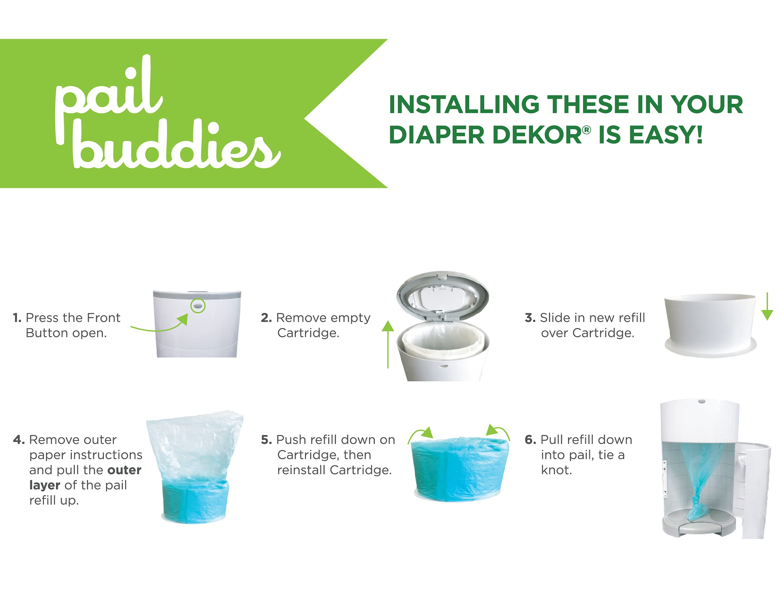 Easy-to-install diaper refills for quick, hassle-free Dekor Classic setup.