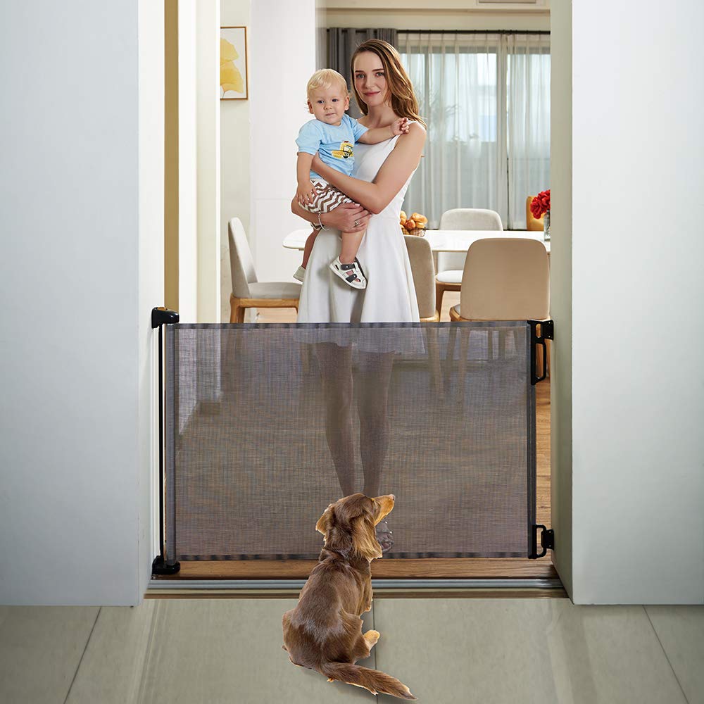 EasyBaby retractable gate at 33 inches tall, perfect for stairs and doorways.