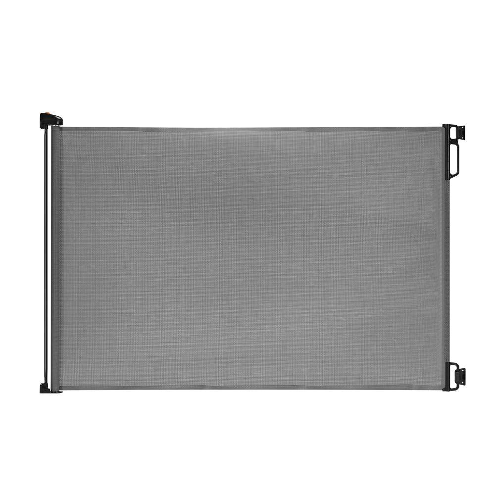 EasyBaby retractable gate fully extended to 55 inches, ideal for wide openings.
