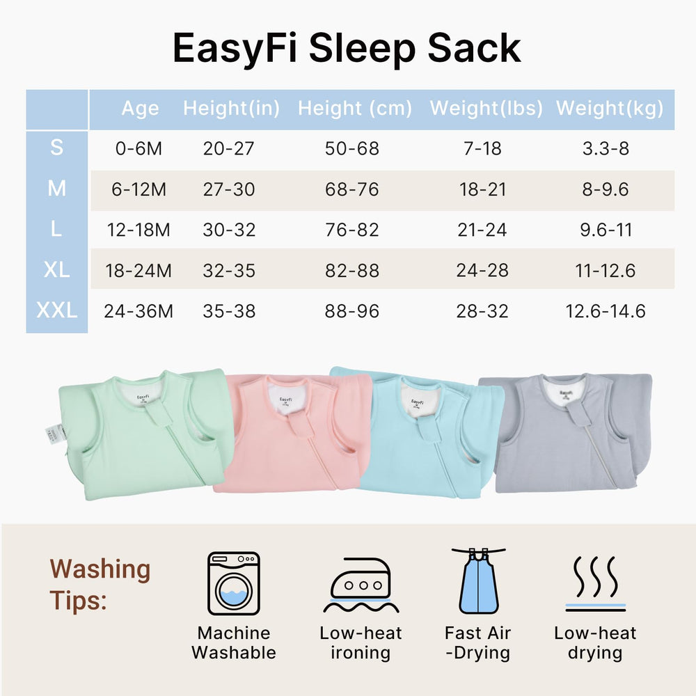 EasyFi two-way zipper sleep sack enables quick diaper changes