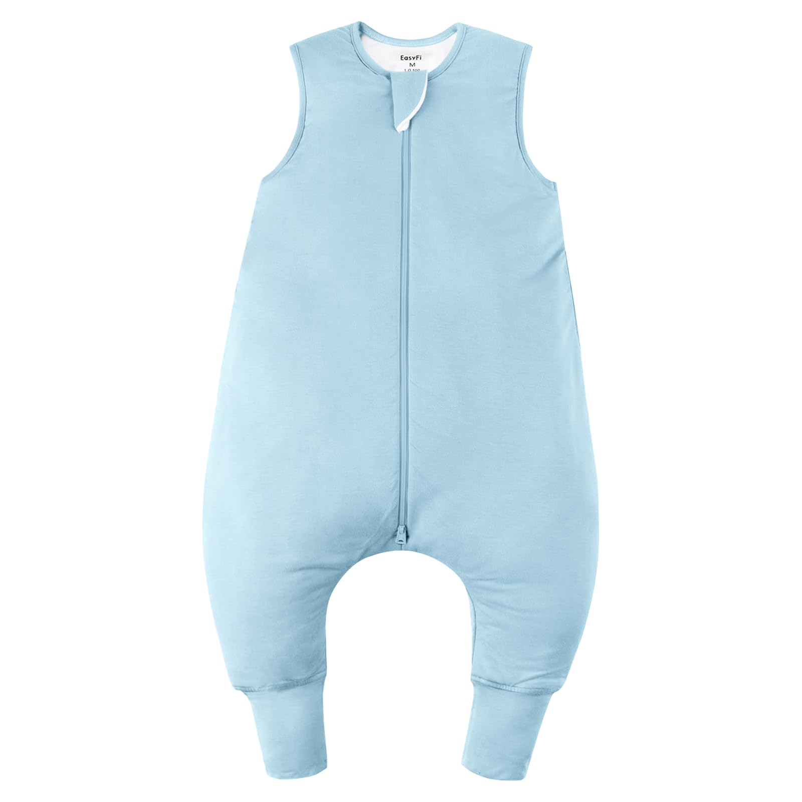 EasyFi bamboo sleep sack blue front view showing roomy fit for toddlers.