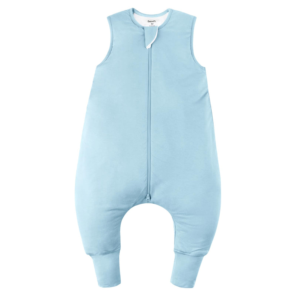 EasyFi bamboo sleep sack blue front view showing roomy fit for toddlers.