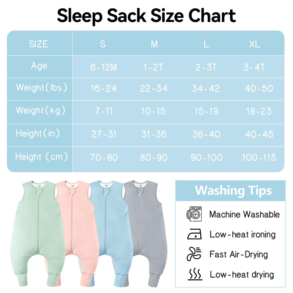 Two-pack EasyFi sleep sacks in green and blue