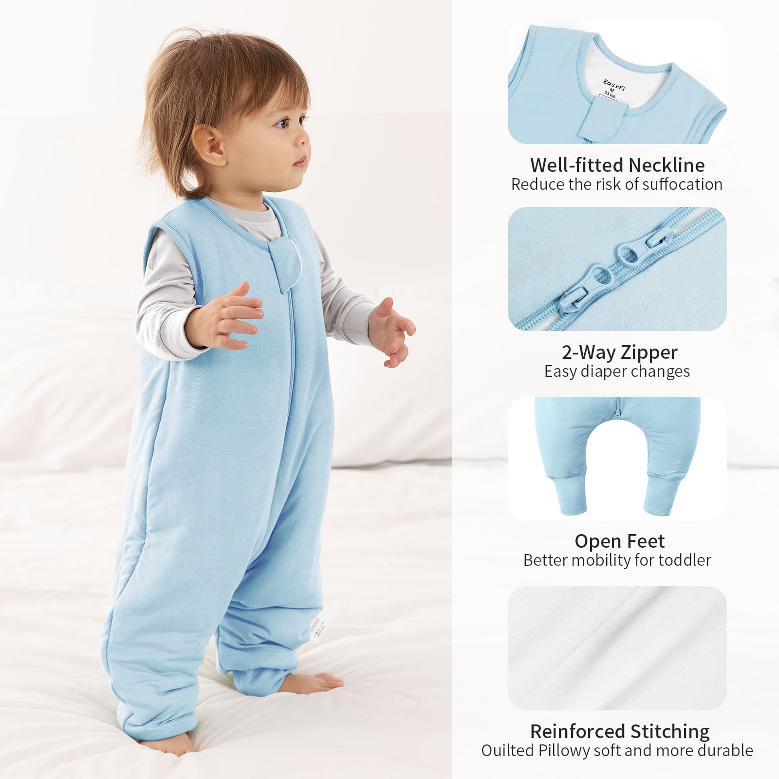 EasyFi sleep sack features feet design supporting movement.