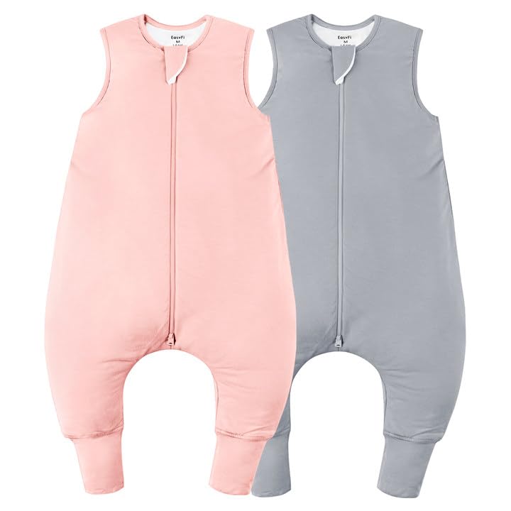 EasyFi bamboo sleep sack pink-gray front view shows ultra-soft, breathable fabric for comfort.