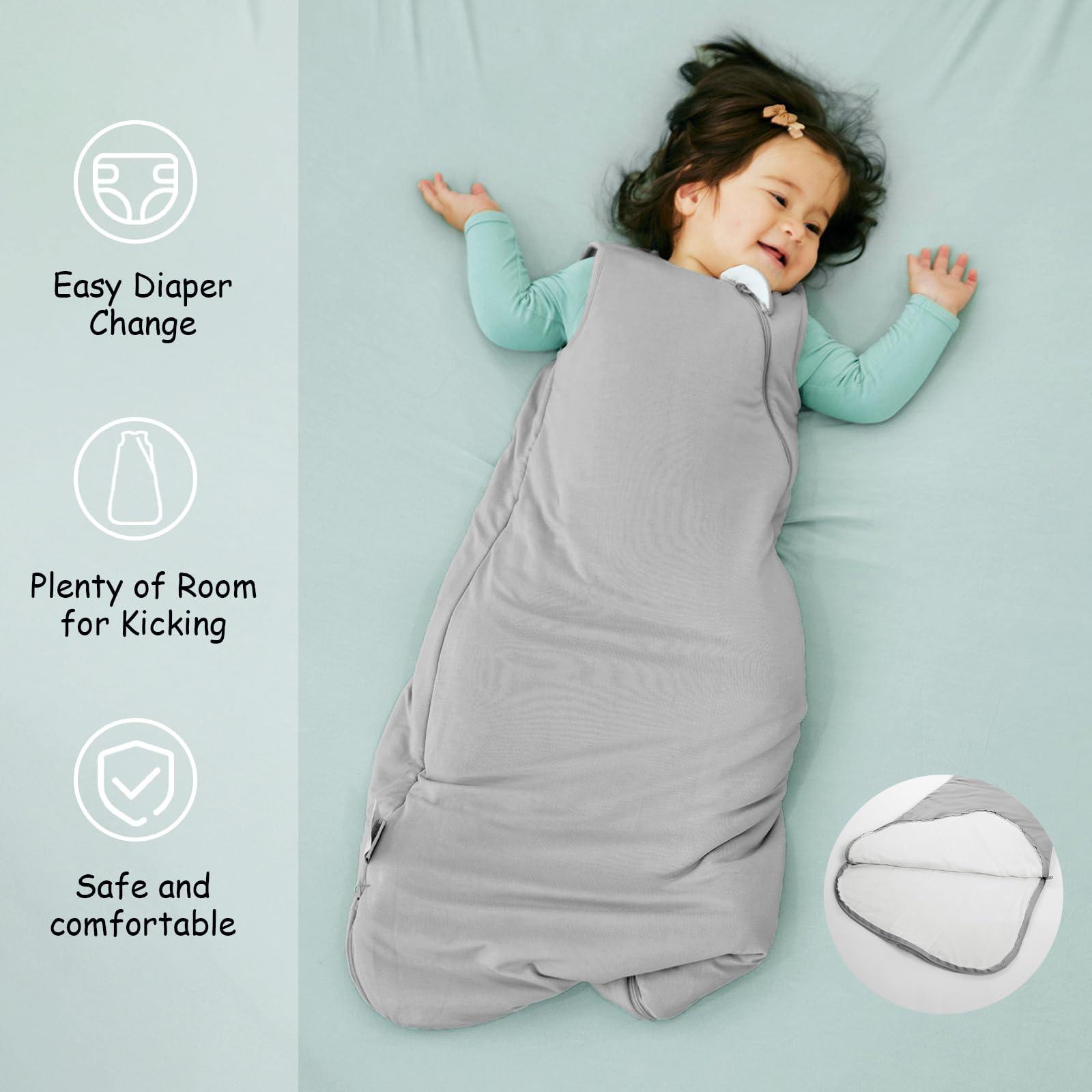 EasyFi sleep sack with roomy leg area supports natural movement.