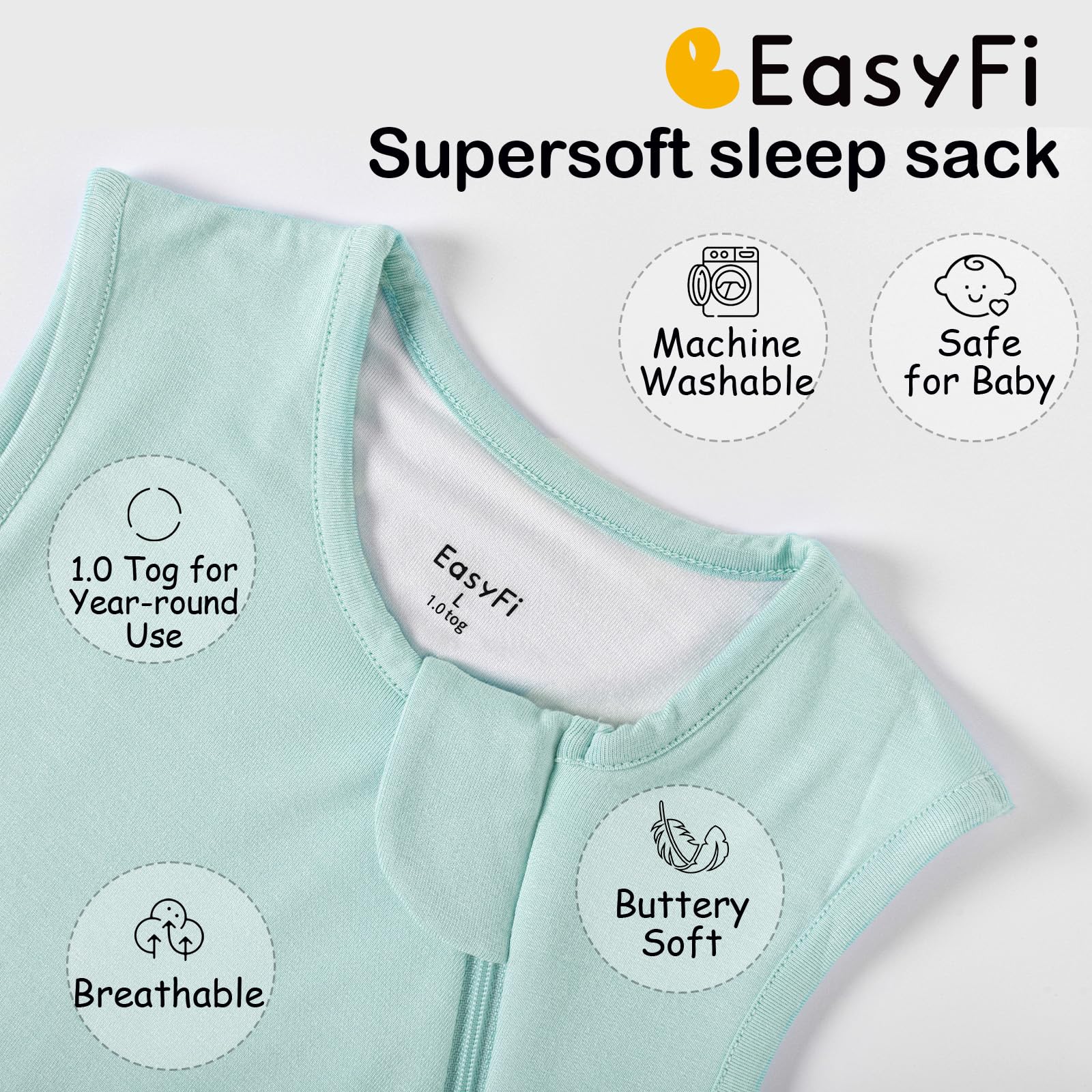 EasyFi sleep sack zipper protector helps prevent skin irritation near the face