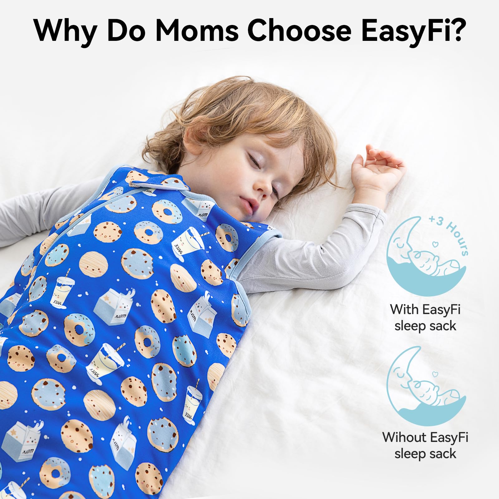 EasyFi sleep sack provides 1.0 tog warmth for year-round comfort.