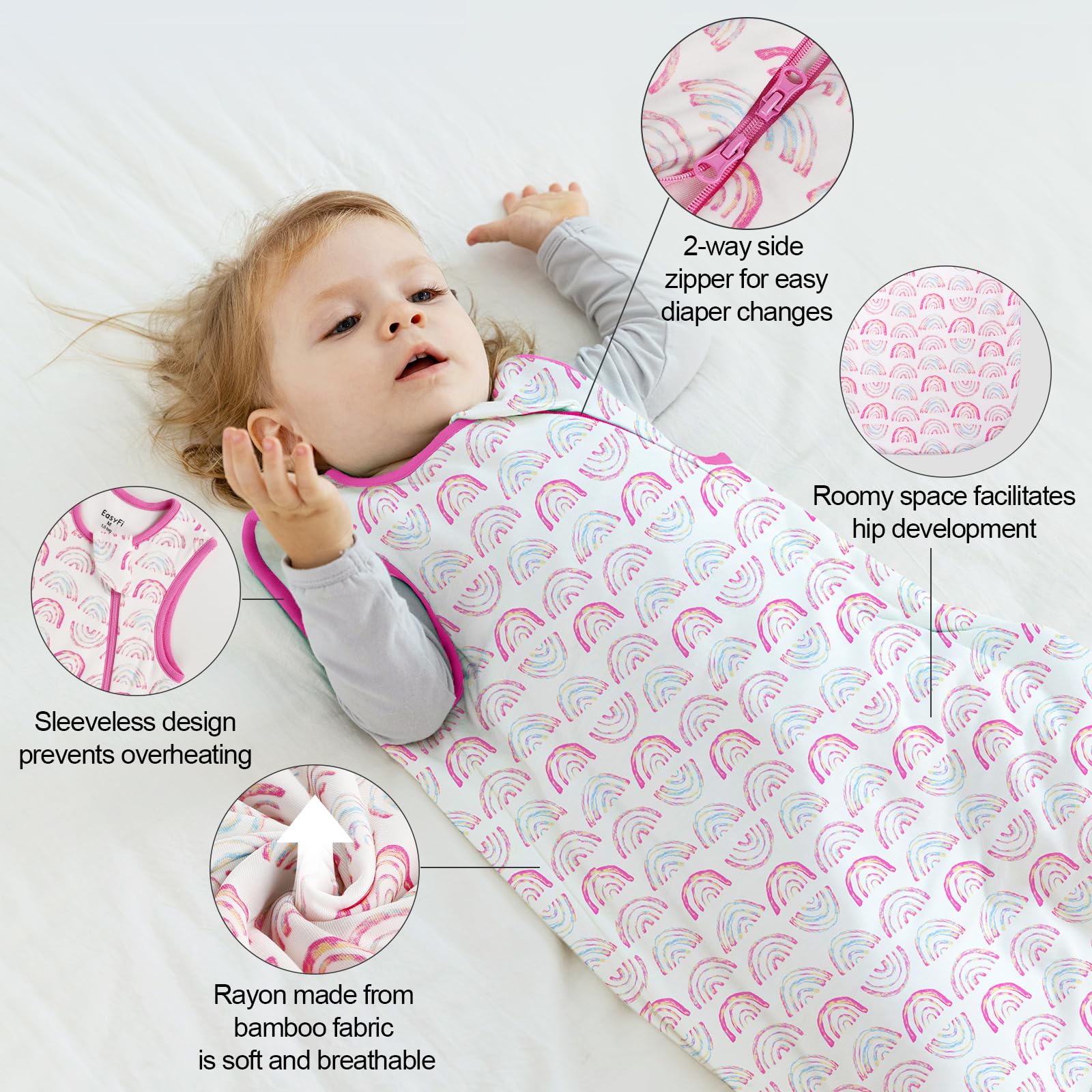 EasyFi sleep sack with 2-way zipper for diaper changes