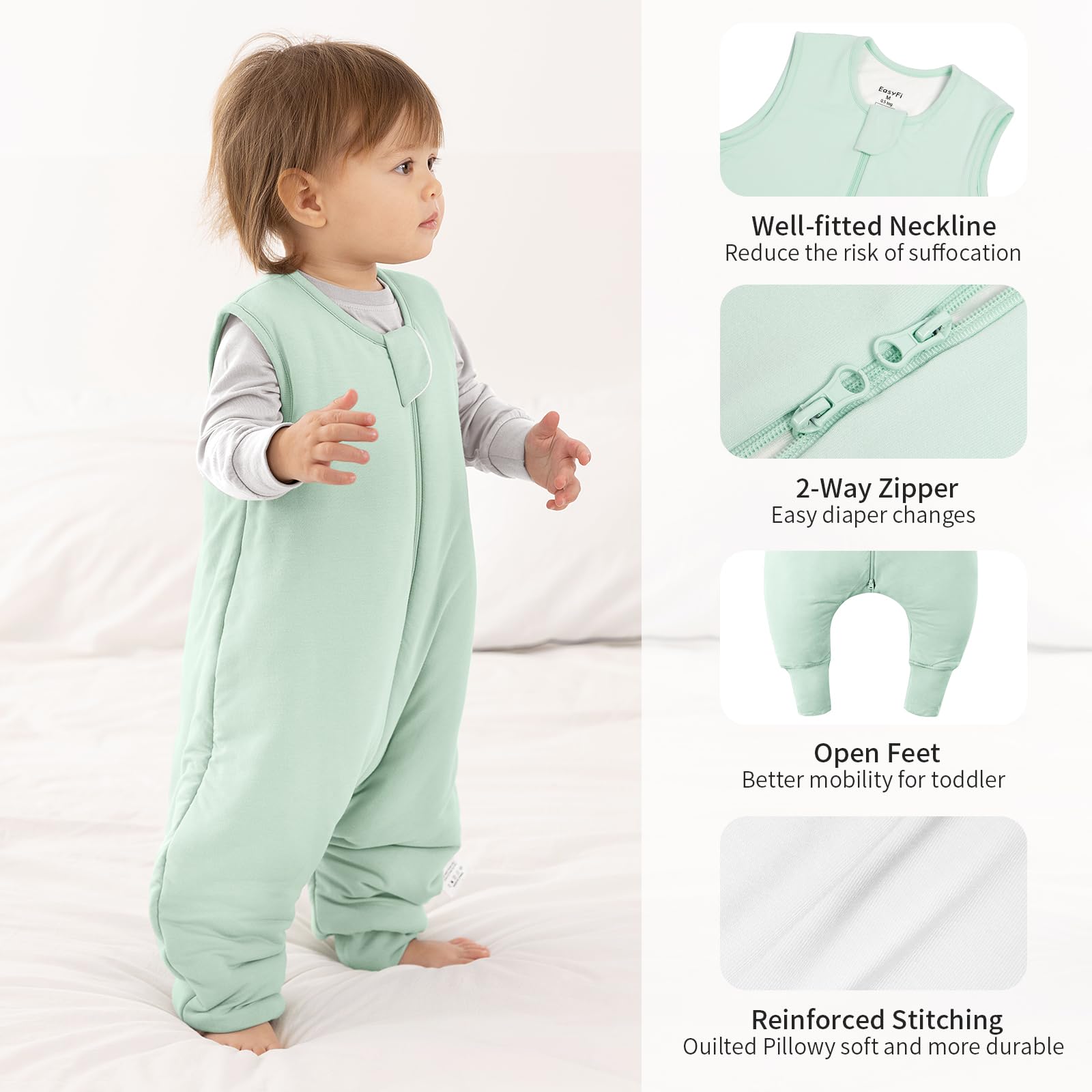 EasyFi sleep sack with feet design supports movement while staying warm