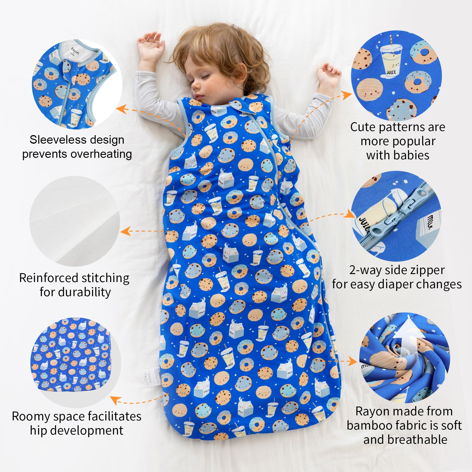 EasyFi sleep sack zipper protector keeps baby's face safe