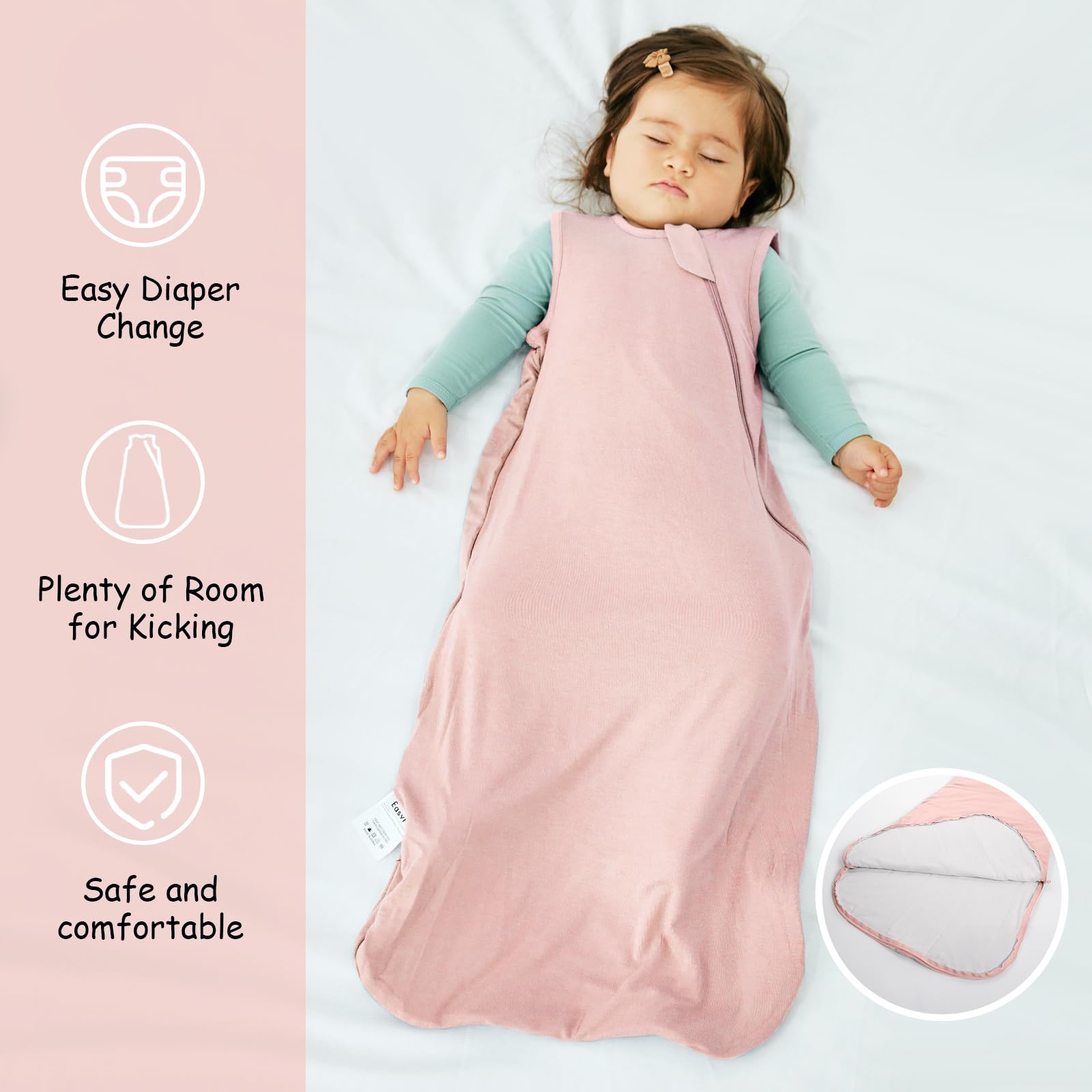 EasyFi Bamboo Sleep Sack 0.5 tog provides lightweight year-round warmth