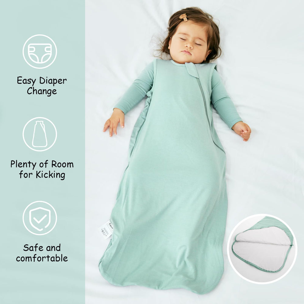 Roomy leg area of EasyFi sleep sack in green, space to move safely.