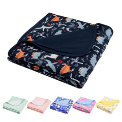 EasyFi Supersoft Dinosaur World blanket folded for cozy warmth on the go