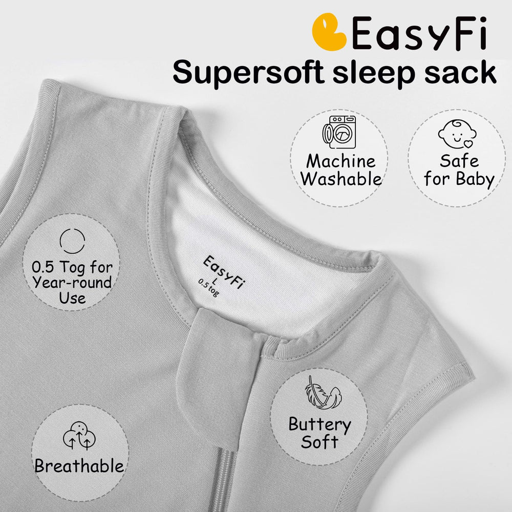 Deep neckline with zipper guard on EasyFi sleep sack for safe wear
