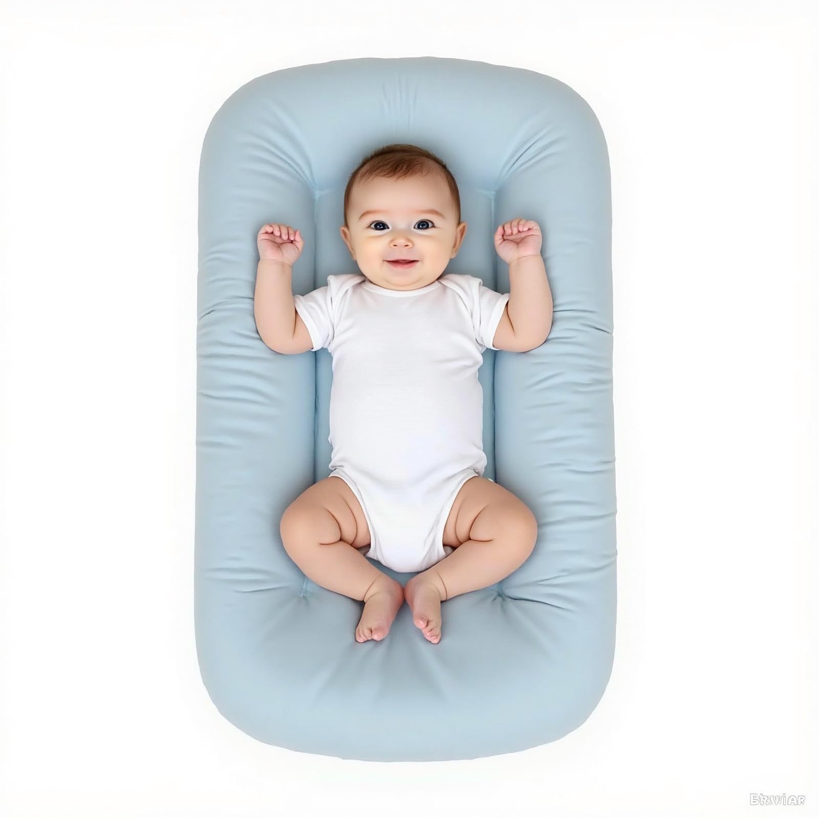 EasyforAll baby lounger with blue cover for safe, cozy floor play.