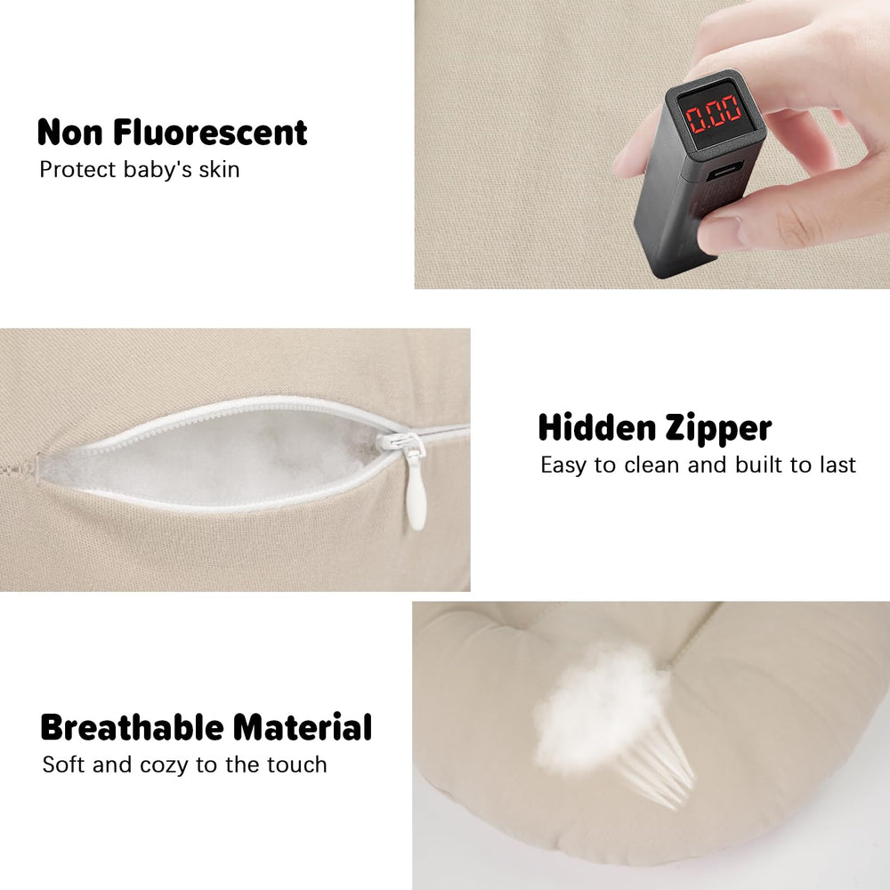 EASYFORALL baby lounger is machine washable for easy cleanup after messes.