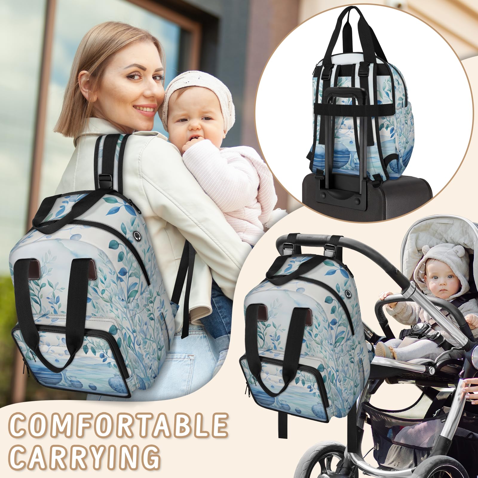 Water-resistant fabric of the Eativisa diaper bag protects contents during light rain or splashes.