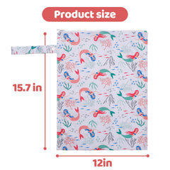 eaxin Mermaid wet bag shows waterproof coating protecting other items in a stroller