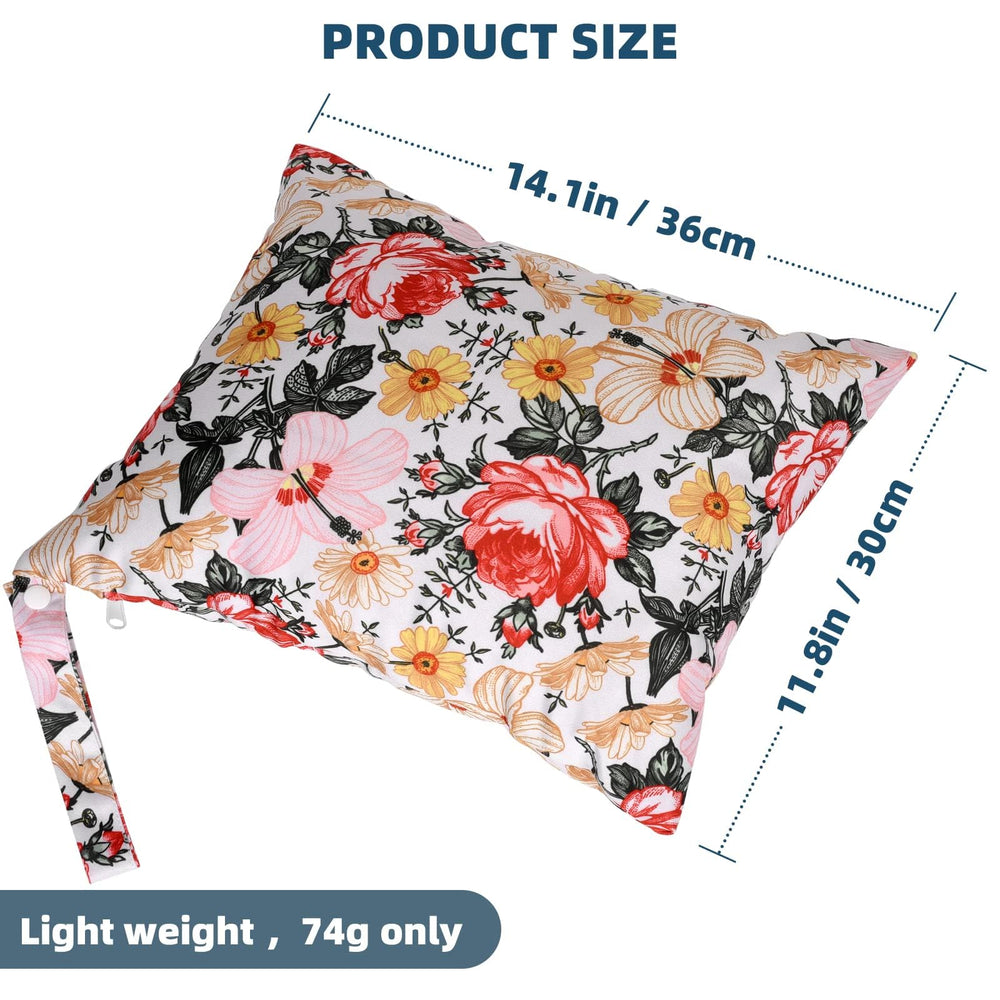 Eaxin floral wet bag interior with diapers demonstrating ample capacity